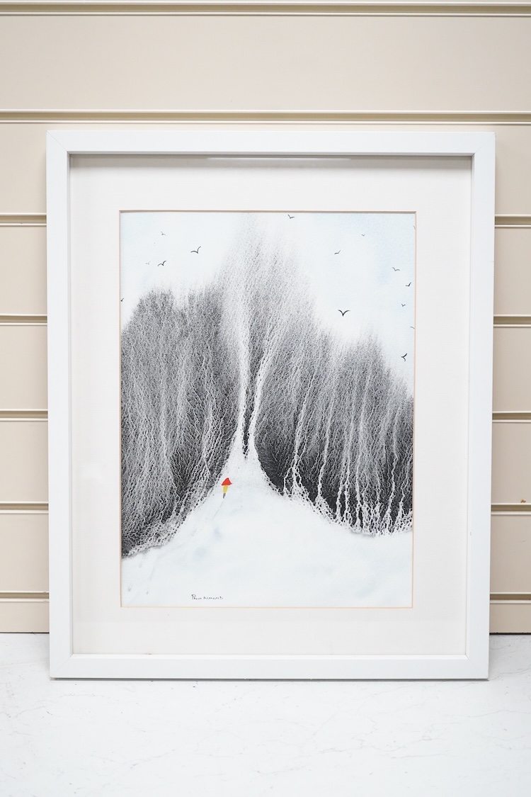 Palo Almond, 'One Step at a Time', series I, signed, watercolour, 39 x 28cm
